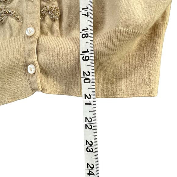 Vintage 50-60s Beaded Cardigan Sweater Womens XS-S Embroidered Soft Elegance - Picture 9 of 12